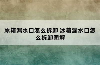 冰箱漏水口怎么拆卸 冰箱漏水口怎么拆卸图解